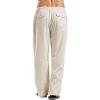 JEsilunmaMY Mens Linen Casual Pants Drawstring Elastic Waist Yoga Pants with Pockets Lightweight Summer Beach Loose Trousers (Khaki,5X-Large) view 4