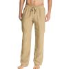 JEsilunmaMY Men's Cotton Linen Yoga Pants Elastic Waist Casual Loose Lounge Pants Solid Color Jogger Sweatpants Pajama Pants (Khaki,Large) view 1