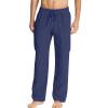 JEsilunmaMY Men's Cotton Linen Yoga Pants Elastic Waist Casual Loose Lounge Pants Solid Color Jogger Sweatpants Pajama Pants (Dark Blue,X-Large) view 1
