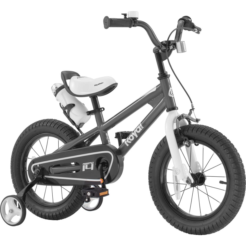 RoyalBaby Freestyle Kids Bike Boys Girls 16 Inch BMX Childrens Bicycle with Training Wheels & Kickstand for Ages 4-7 Years, Black
