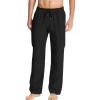 JEsilunmaMY Men's Cotton Linen Yoga Pants Elastic Waist Casual Loose Lounge Pants Solid Color Jogger Sweatpants Pajama Pants (Black,XX-Large) view 1