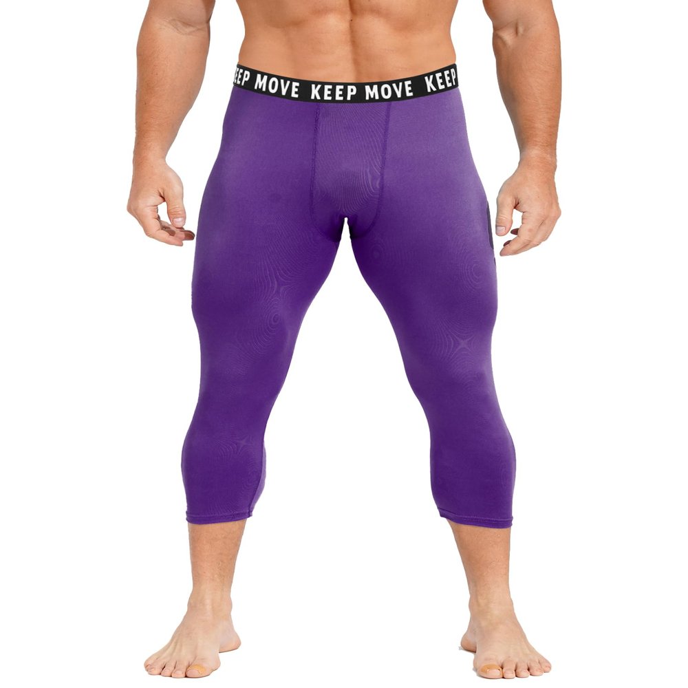 Jugaoge Mens Compression Pants Sports Leggings Running Tights Baselayer Underpants Athletic Activewear Purple XX-Large