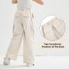 Rolanko Girls Parachute Cargo Pant for Girls Y2K Loose Jogger Cargo Trousers with Pockets Streetwear (Beige, 6-7) view 3