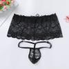 ABAFIP Men's Crossdresser Sissy Lingerie Low Waist Lace Mesh Sheer Mini Skirt + G-string Thong Panties 2 Piece Crossdressing Underwear set Black One Size view 2