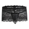 ABAFIP Men's Crossdresser Sissy Lingerie Low Waist Lace Mesh Sheer Mini Skirt + G-string Thong Panties 2 Piece Crossdressing Underwear set Black One Size view 4