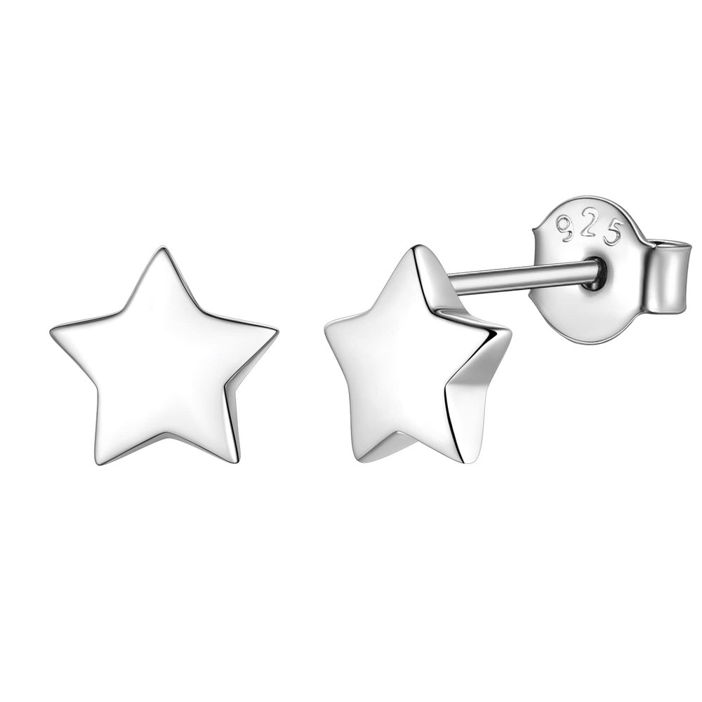 Sterling Silver Star Stud Earrings for Women Cute Small Everyday Tiny Earring Studs for Wife 925 Ear Studs Hypoallergenic Jewelry