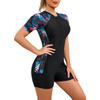 FYMNSI Women Rash Guard Short Sleeve Swimsuits One Piece Surf Rashguard Zipper Boyshorts Swimsuit Full Body Cover Swim Shirts Surfing UPF 50+ Wetsuit Sun Protection Bathing Suit Swimwear Beachwear XXL view 4