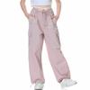 Rolanko Girls Parachute Pants, Cargo Pants for Girls Y2K Loose Jogger Cargo Trousers with Pockets Streetwear (Pink, 12-14) view 1