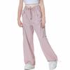 Rolanko Girls Parachute Pants, Cargo Pants for Girls Y2K Loose Jogger Cargo Trousers with Pockets Streetwear (Pink, 12-14) view 2