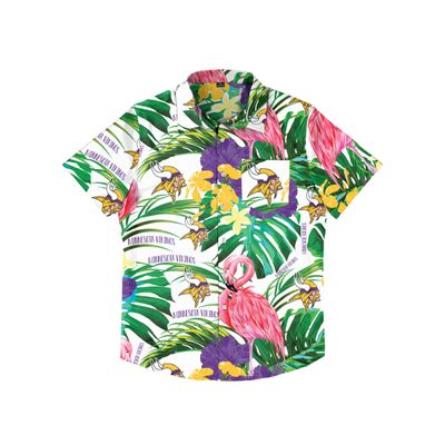 Minnesota Vikings NFL Mens Flamingo Button Up Shirt - Large