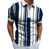 Men's Classic Short Sleeve Polo Shirt Zip Up Big&Tall Casual Summer Slim Fit T-Shirts Striped Graphic Printed Beach Tees Tops view 1