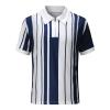 Men's Classic Short Sleeve Polo Shirt Zip Up Big&Tall Casual Summer Slim Fit T-Shirts Striped Graphic Printed Beach Tees Tops view 2