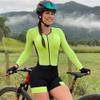 KOZUJI Women's Triathlon Race Suit Cycling Jersey Long Sleeve Jumpsuit Cycling Clothing with Pockets/9D Gel Pad (Color : 02, Size : X-Small) view 1