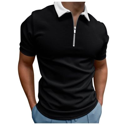 Men's Classic Short Sleeve Polo Shirt Zip Up Big&Tall Casual Summer Slim Fit T-Shirts Striped Graphic Printed Beach Tees Tops