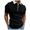 Men's Classic Short Sleeve Polo Shirt Zip Up Big&Tall Casual Summer Slim Fit T-Shirts Striped Graphic Printed Beach Tees Tops view 1