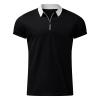 Men's Classic Short Sleeve Polo Shirt Zip Up Big&Tall Casual Summer Slim Fit T-Shirts Striped Graphic Printed Beach Tees Tops view 2
