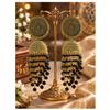 Bodha Traditional Indian Antique Gold Plated Black Meenakari, CZ, Pearls Jhumka Earrings Women (SJE_18_BK) view 3