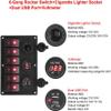 6 Gang Boat and RV Waterproof Rocker Switch Panel, Digital Voltmeter Display Dual 5V USB Charger Socket DC 12V LED Light for Car Marine Boat Vehicles (Red Light) view 4