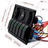 6 Gang Boat and RV Waterproof Rocker Switch Panel, Digital Voltmeter Display Dual 5V USB Charger Socket DC 12V LED Light for Car Marine Boat Vehicles (Green Light) view 3