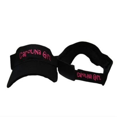 Black and Pink Carolina Girl North South SC NC Embroidered Visor hat Cap