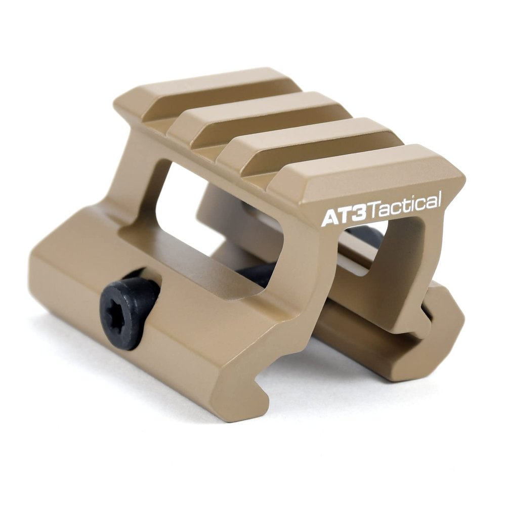 AT3 Tactical PRO-Mount Red Dot Riser Mount - .83 or 1 Inch Height - for RD-50 Red Dot Sight & Picatinny Mini Reflex Sights (.83 Inch - FDE)