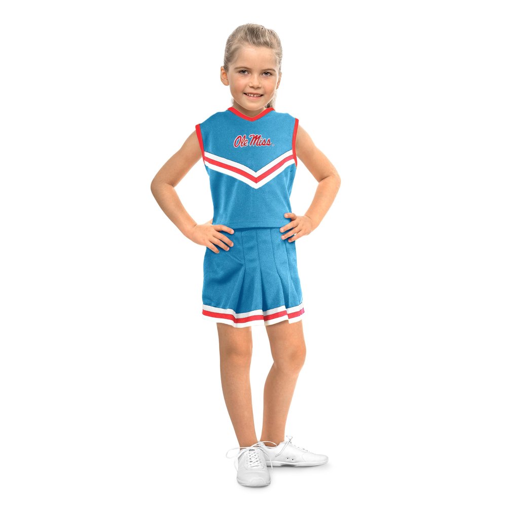 Little King NCAA Toddler/Youth Girls Team 2 Piece Cheer Dress-Ole Miss-Powder Blue-2T