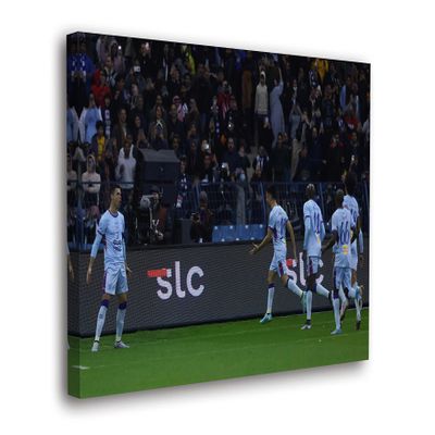 SpiritualHands Cristiano Ronaldo Soccer Superstar Wall Art Canvas Decor,Colorful Ronaldo Soccer Home Room Decor, Framed Poster (RONALDO GOAL CELEBRATION, 15" x 22" - Ready to Hang)