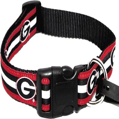 College Dog Collar (Medium, Georgia Striped)