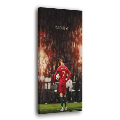 SpiritualHands Cristiano Ronaldo Soccer Superstar Wall Art Canvas Decor,Colorful Ronaldo Soccer Home Room Decor, Framed Poster (RONALDO GREATEST, 15" x 22" - Ready to Hang)