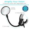 Vive Rear-View Side Mirror - Designed for Scooters, Bikes, Motor Vehicles, Bicycles, Handlebars - Clamp On Scratch Resistant Glass - 360 Rotatable, Adjustable, Universal Fit, Wide Angle Safety Support view 2