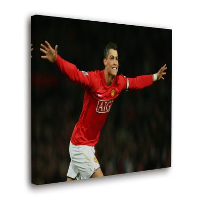 SpiritualHands Cristiano Ronaldo Soccer Superstar Wall Art Canvas Decor,Colorful Ronaldo Soccer Home Room Decor, Framed Poster (RONALDO SMILES IN RED, 15" x 22" - Ready to Hang)