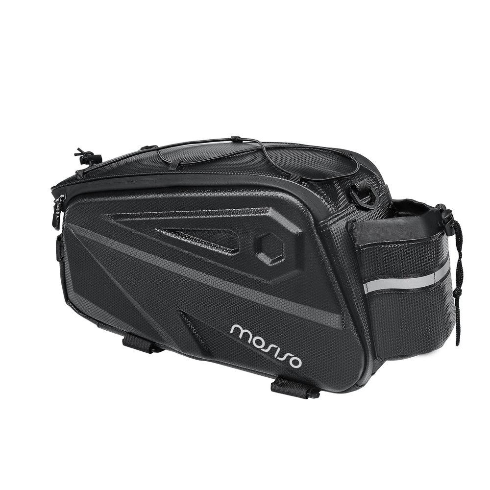 MOSISO Bike Rack Bag, Waterproof Bike Rear Rack Handbag Bicycle Trunk Bag, 14L EVA Mountain Bicycle Rear Seat Storage Saddle Pouch Cycling Luggage Pouch with Shoulder Strap, Black
