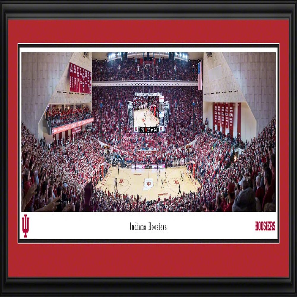 Indiana Hoosiers Basketball - 44x18-inch Double Mat, Deluxe Framed Picture by Blakeway Panoramas