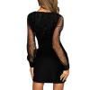 AIBEARTY Women's Sexy Wrap V-Neck Mesh Sequins Long Sleeve Dress Bodycon Elegant Banquet Cocktail Party Club Dress Black view 2