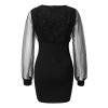 AIBEARTY Women's Sexy Wrap V-Neck Mesh Sequins Long Sleeve Dress Bodycon Elegant Banquet Cocktail Party Club Dress Black view 3