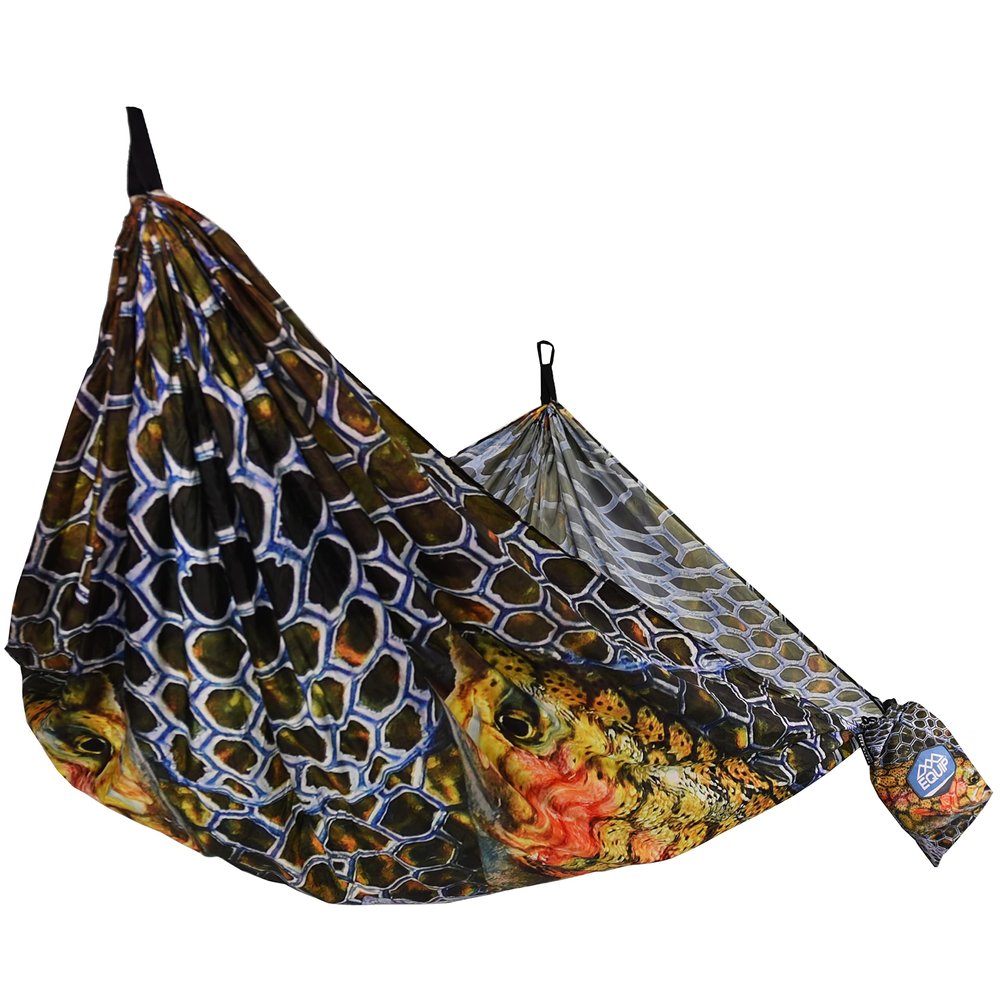 Equip Outdoors Portable Camping Hammock, Hanging Kit Included, One Person Photo Real Hammock, Trout, 108" L X 56" W