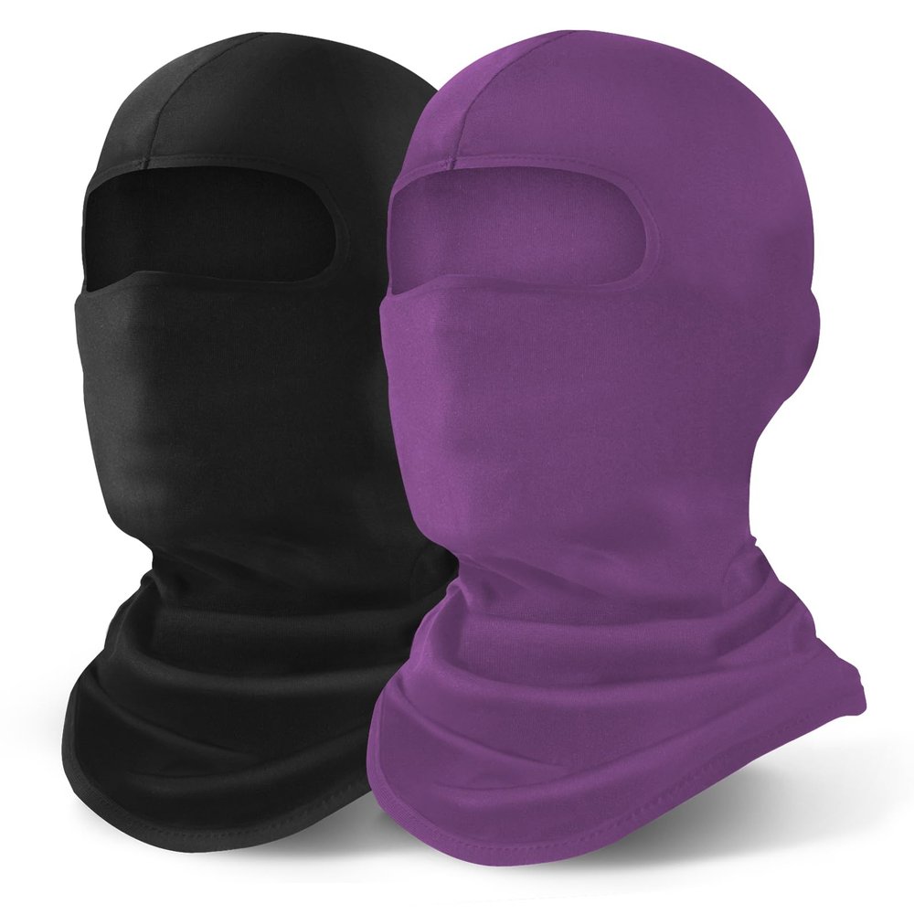 YESLIFE 2 Pieces Balaclava Ski Mask for Men and Women, Winter Face Mask, Shiesty for Skiing, Snowboarding & Motorcycle (Purple+Black)