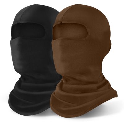 YESLIFE 2 Pieces Balaclava Ski Mask for Men and Women, Winter Face Mask, Shiesty for Skiing, Snowboarding & Motorcycle (Brown+Black)