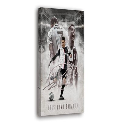 SpiritualHands Cristiano Ronaldo Soccer Superstar Wall Art Canvas Decor,Colorful Ronaldo Soccer Home Room Decor, Framed Poster (RONALDO BLACK WHITE, 19" x 28" - Ready to Hang)
