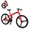 Ktaxon Foldable Mountain Bike 26 Inch Bike 21-Speed Bikes for Adults with Cool Design, Powerful Mechanical Dual Disc Brakes, Double Shock Effect and Ergonomic Cushion (Red) view 1