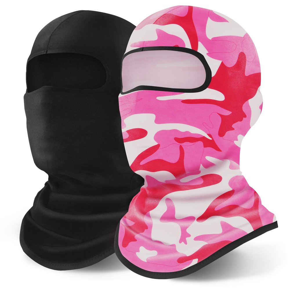 YESLIFE Summer Balaclava Ski Mask, 2 Pieces, Camo Pink
