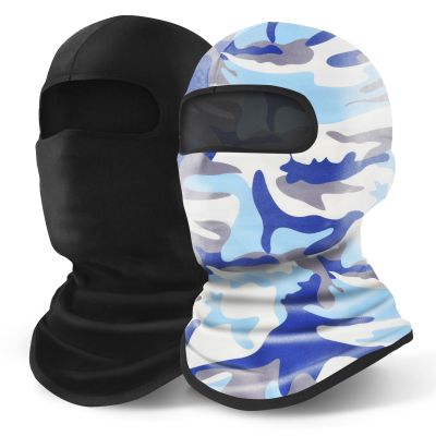 YESLIFE 2 Pieces Balaclava Ski Mask for Men and Women, Winter Face Mask, Shiesty for Skiing, Snowboarding & Motorcycle (Camo Blue+Black)