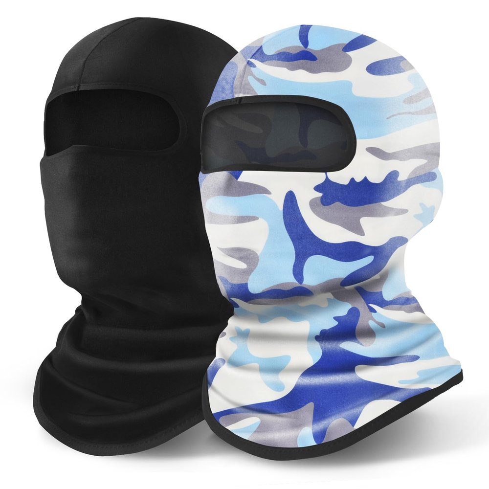 YESLIFE 2 Pieces Balaclava Ski Mask for Men and Women, Winter Face Mask, Shiesty for Skiing, Snowboarding & Motorcycle (Camo Blue+Black)