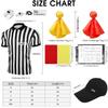 6 Pieces Men's Official Referee Costume Set, Official Umpire Jersey Collar V-Neck Referee Shirt Referee Cards Hat Whistle with Lanyard Penalty Flag, Referee Necessities for Basketball Football Soccer view 2