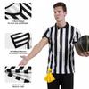 6 Pieces Men's Official Referee Costume Set, Official Umpire Jersey Collar V-Neck Referee Shirt Referee Cards Hat Whistle with Lanyard Penalty Flag, Referee Necessities for Basketball Football Soccer view 3