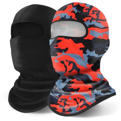 YESLIFE 2 Pieces Balaclava Ski Mask for Men and Women, Winter Face Mask, Shiesty for Skiing, Snowboarding & Motorcycle (Camo Red+Black)