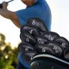 Craftsman Golf Magnetic Closure Black Leather Iron Headcover Covers Set 10pcs with No. on Both Sides for Left and Right Golfer view 2