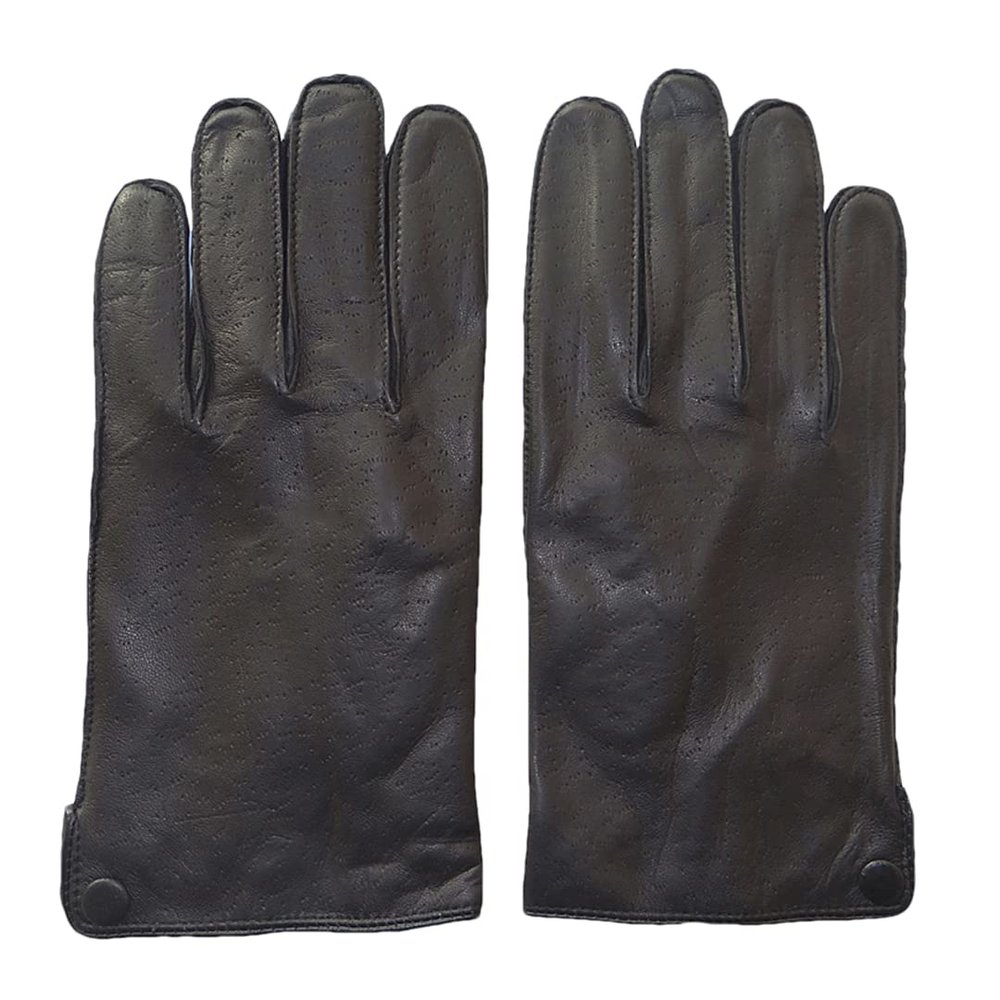 Winter Ladies Real Goatskin Gloves Fleece Lined Warm Touch Screen Driving Button Gloves Black M