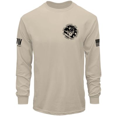 Dion Wear American Patriot Military Long Sleeve Men's T-Shirt, Sand, Small