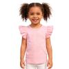 Sanpersonlin Toddler Baby Girl Solid Color T Shirt Kids Blouse Basic Plain Ruffle Top Cotton Casual Clothes (0021H-Short Sleeve Light Pink, 4-5 Years) view 1